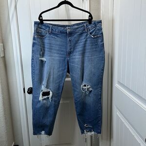 Old Navy High Rise O.G. Straight Jeans Women’s Size 24 Raw Hem Medium Wash